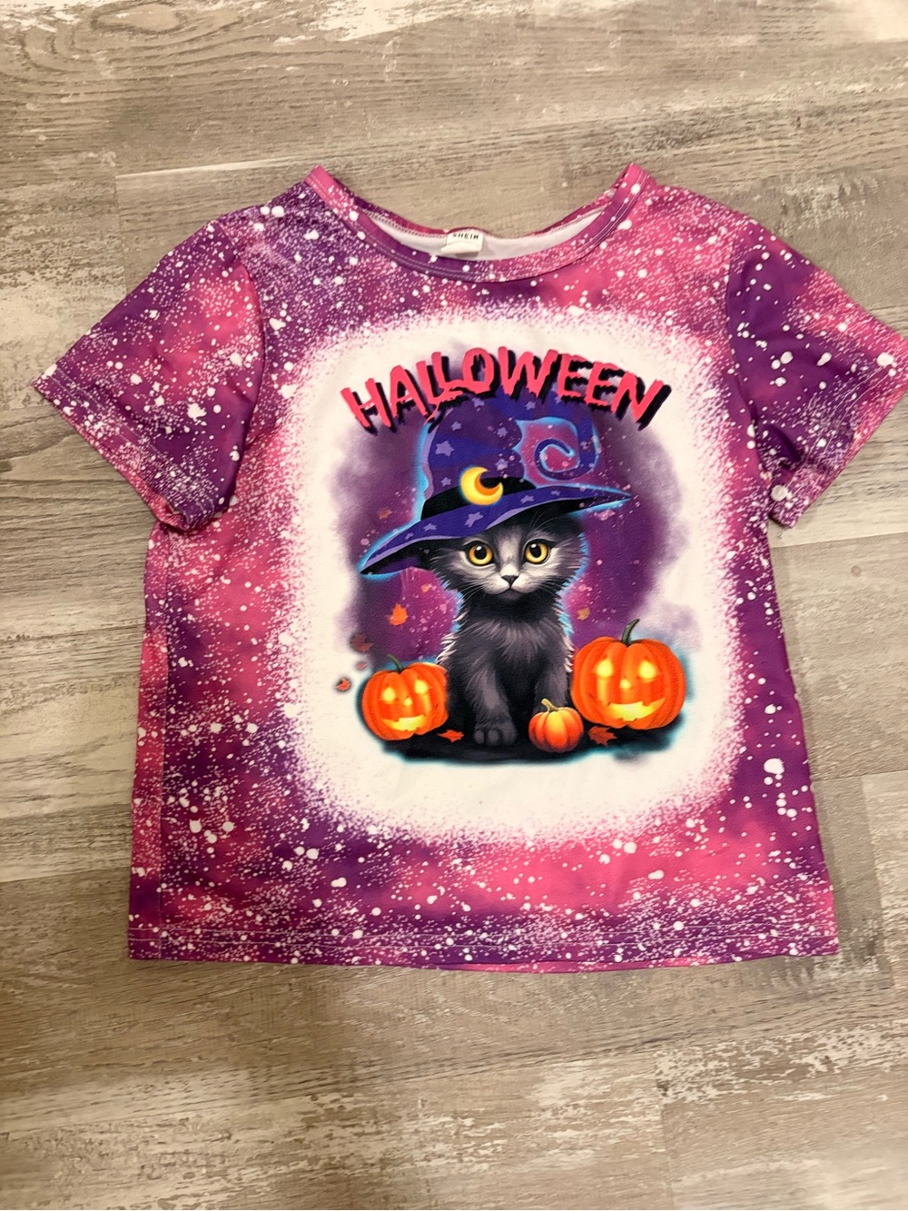 SHEIN Purple and Pink Halloween Cat Witch Tee